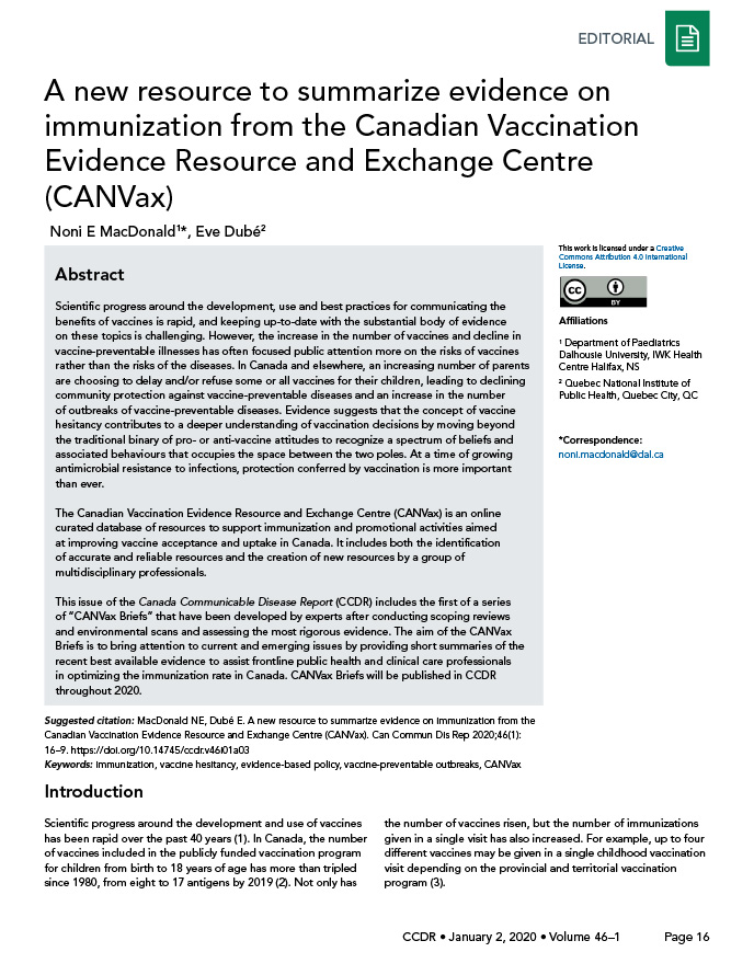 CANVax Briefs Series In CCDR | CANVax